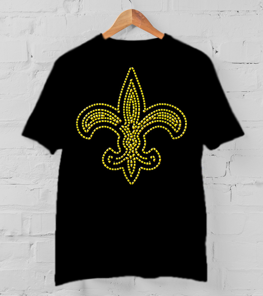 Black And Gold Bevel Mosaic Fleur De Lis New Orleans T-Shirt