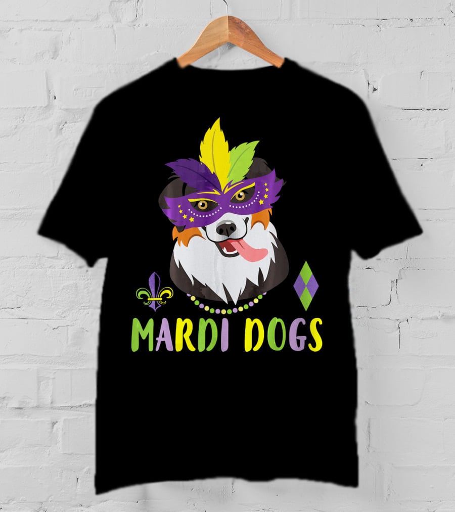 Boder Collie Mardi Gras Mardi Dogs Costume Dance Be T-Shirt