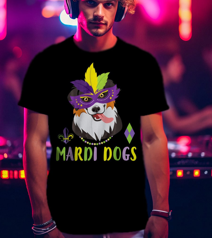 Boder Collie Mardi Gras Mardi Dogs Costume Dance Be T-Shirt