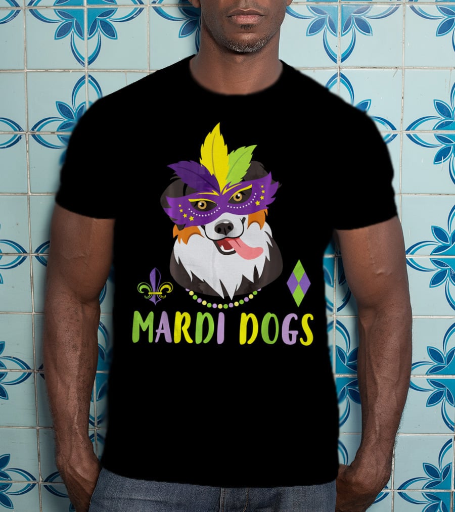Boder Collie Mardi Gras Mardi Dogs Costume Dance Be T-Shirt