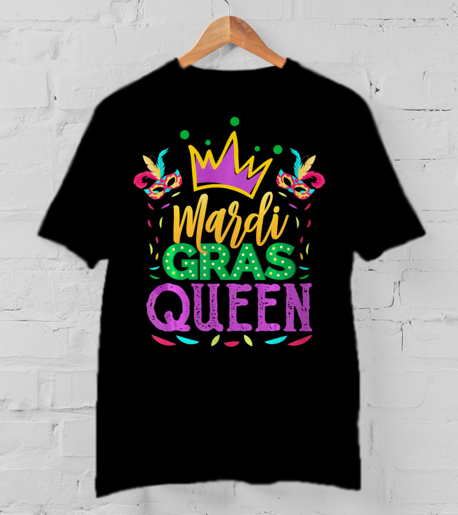 Mardi Gras Queen Crown Mask T-Shirt