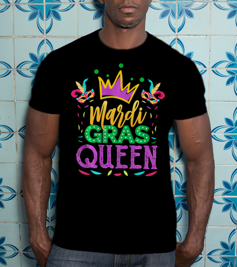 Mardi Gras Queen Crown Mask T-Shirt