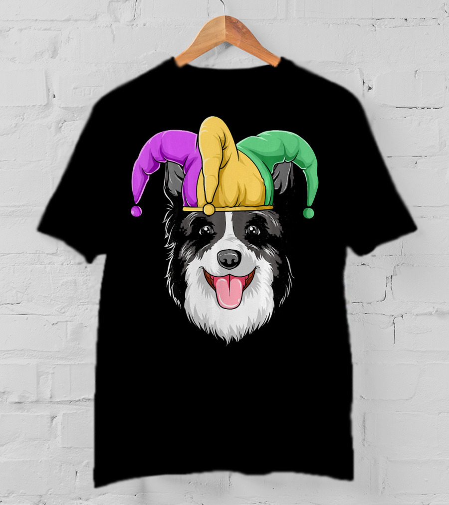 Mardi Gras Jester Hat Collie Carnival T-Shirt