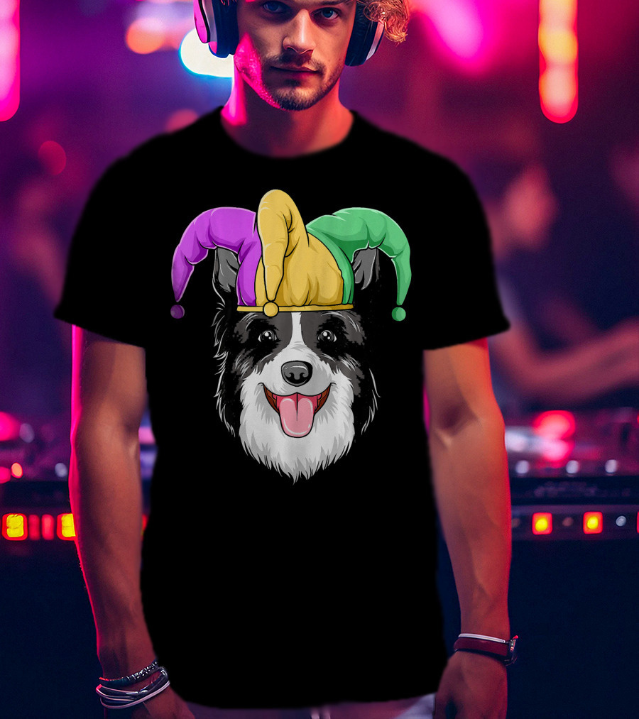 Mardi Gras Jester Hat Collie Carnival T-Shirt