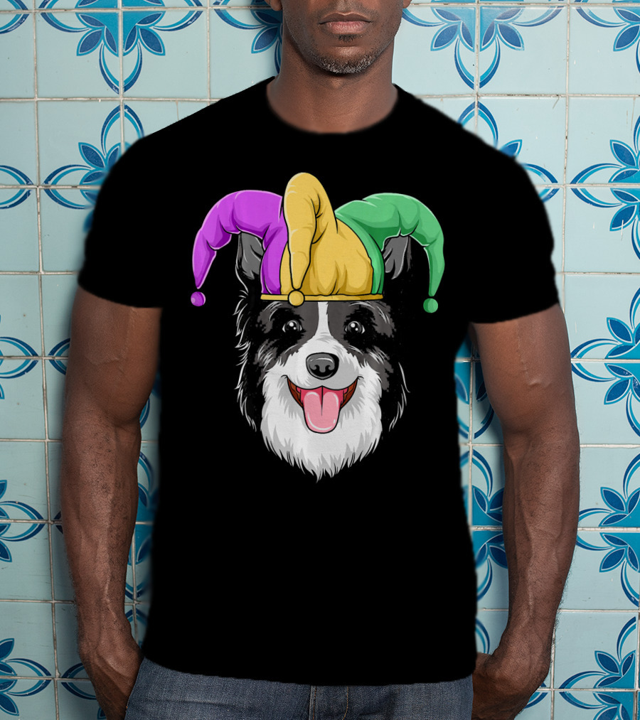 Mardi Gras Jester Hat Collie Carnival T-Shirt