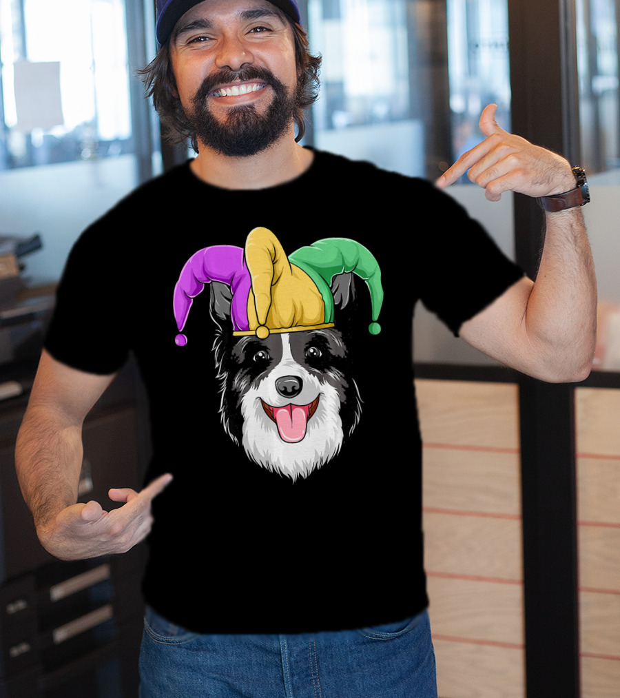 Mardi Gras Jester Hat Collie Carnival T-Shirt