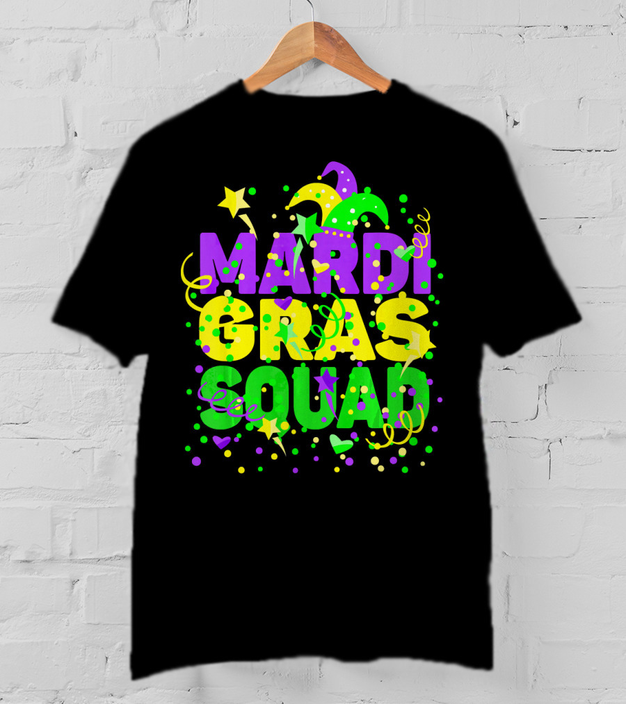 Mardi Gras Squad Stars And Celebration Elements T-Shirt