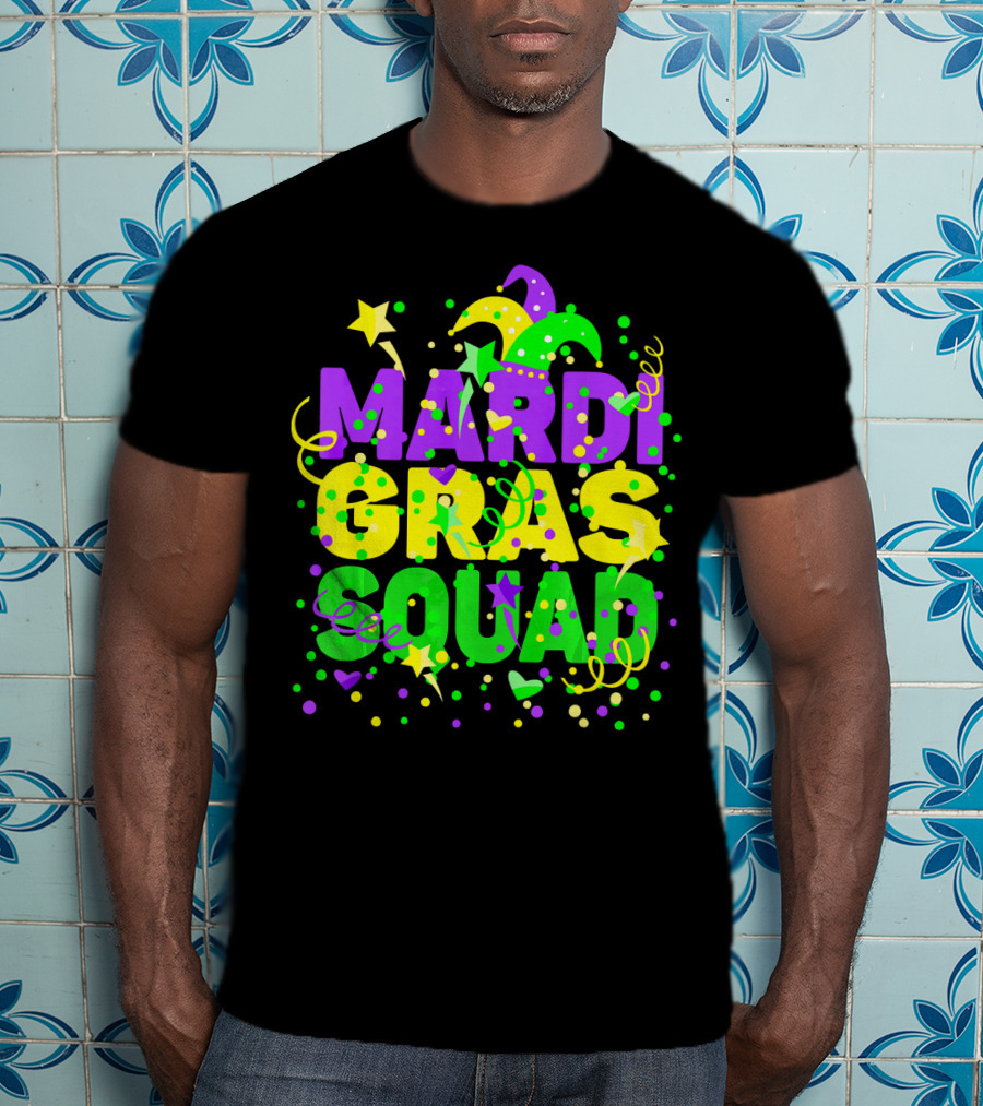 Mardi Gras Squad Stars And Celebration Elements T-Shirt
