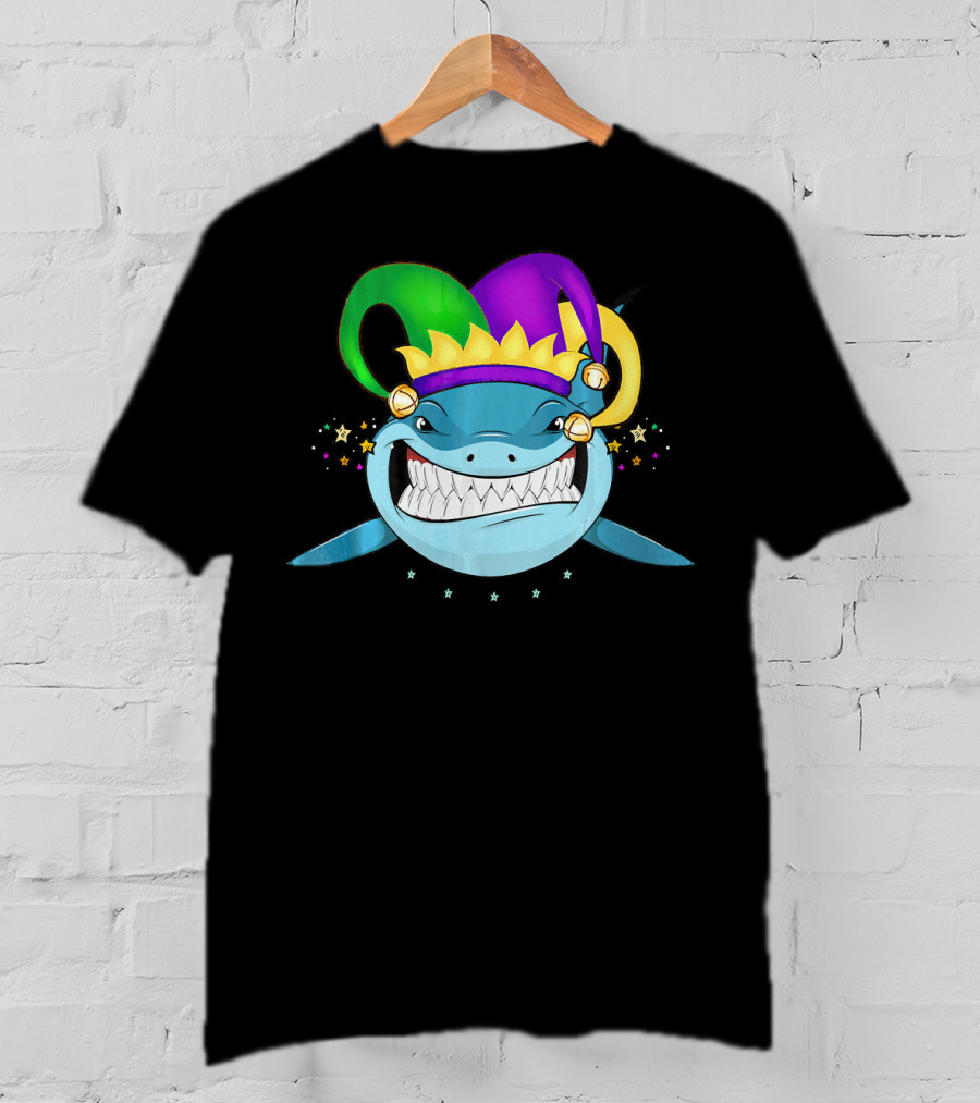 Shark Mardi Gras Jester Hat Festival For Boys And Girls T-Shirt