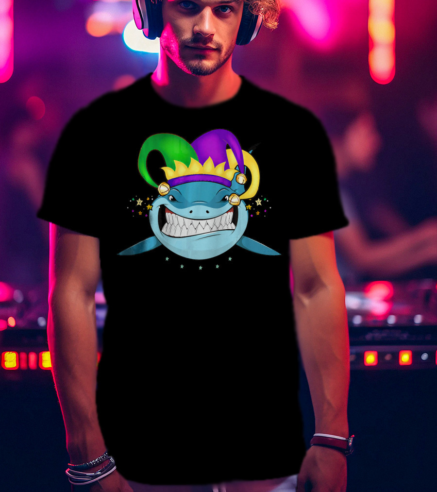 Shark Mardi Gras Jester Hat Festival For Boys And Girls T-Shirt
