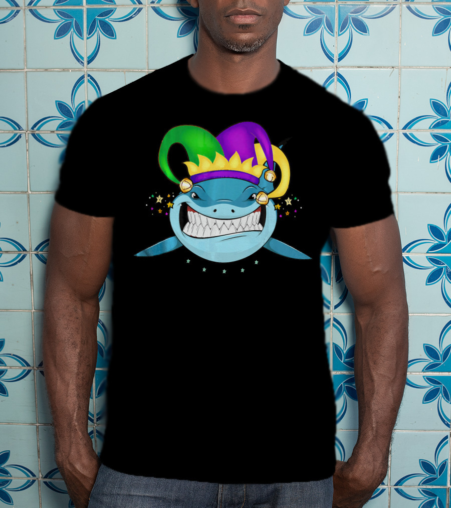 Shark Mardi Gras Jester Hat Festival For Boys And Girls T-Shirt