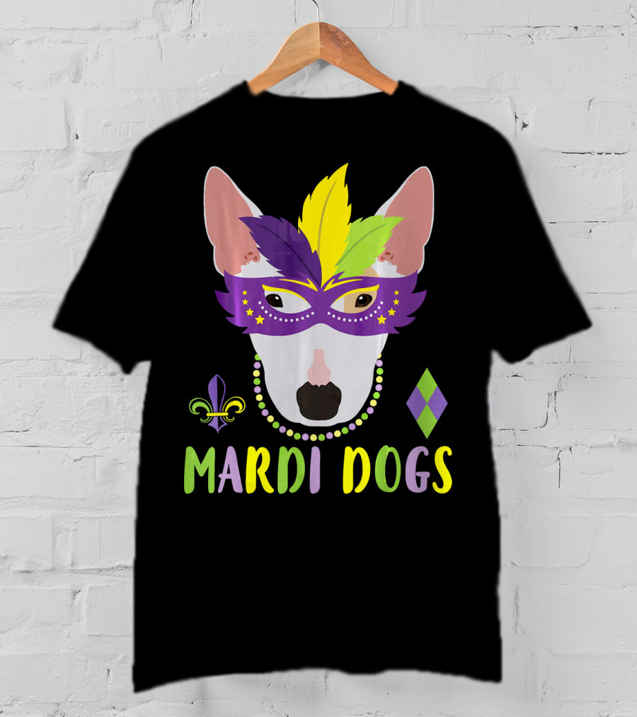Bull Terrier Mardi Gras Costume Mardi Dogs T-Shirt