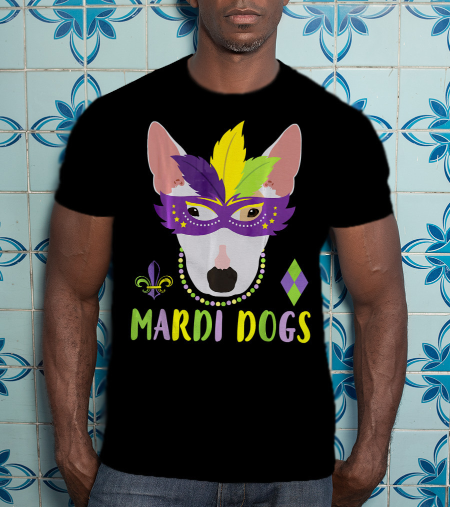 Bull Terrier Mardi Gras Costume Mardi Dogs T-Shirt