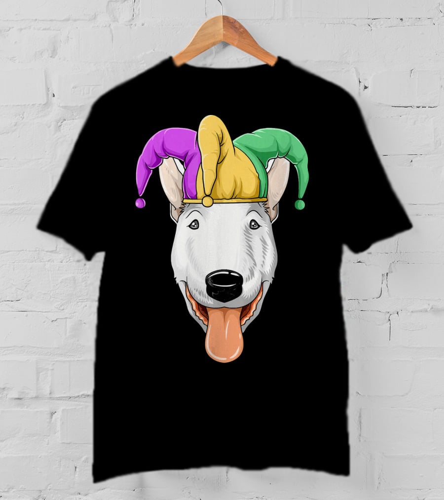 Mardi Gras Bull Terrier Jester Hat Carnival Bul T-Shirt