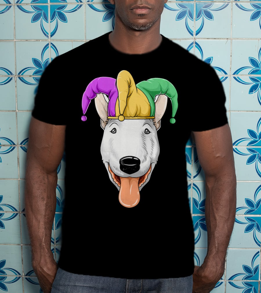 Mardi Gras Bull Terrier Jester Hat Carnival Bul T-Shirt