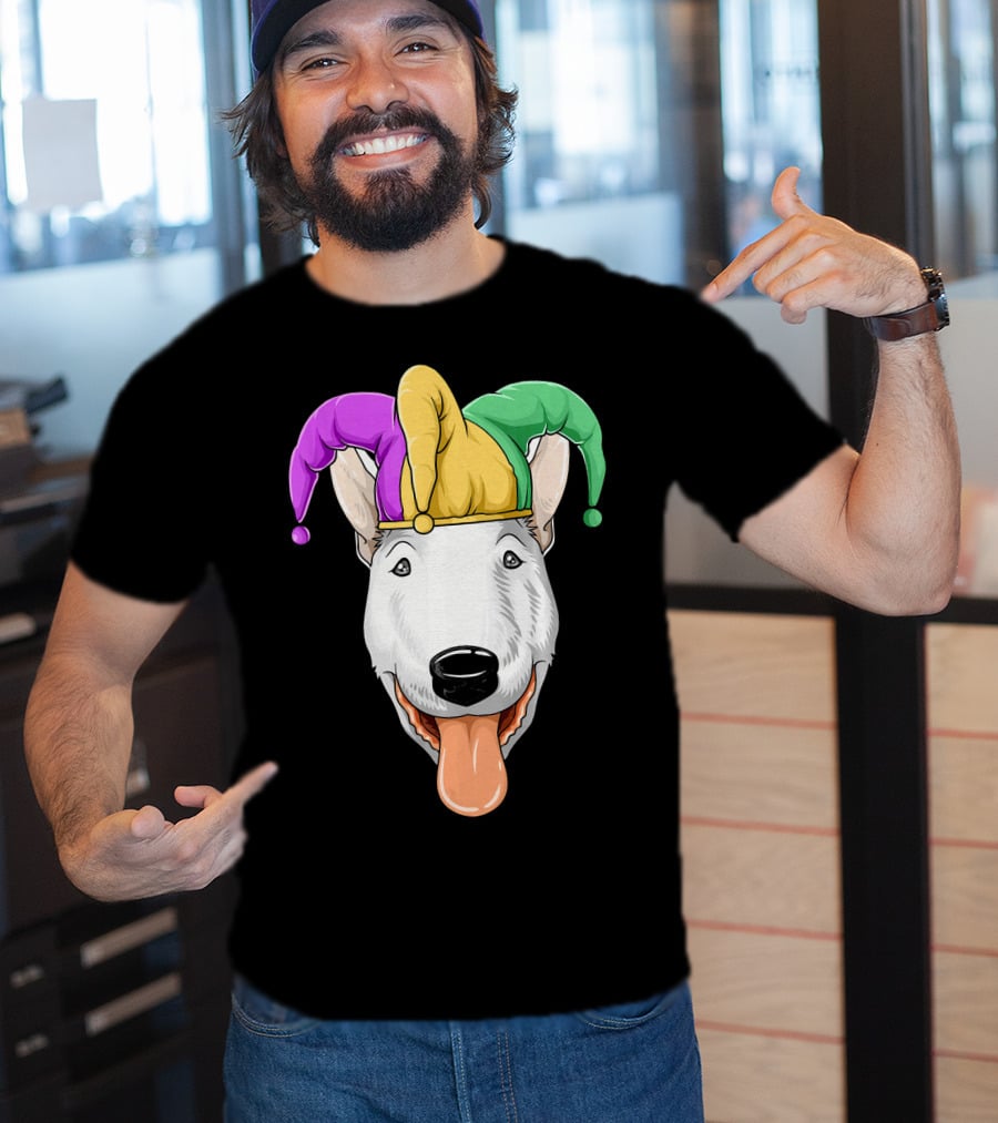 Mardi Gras Bull Terrier Jester Hat Carnival Bul T-Shirt
