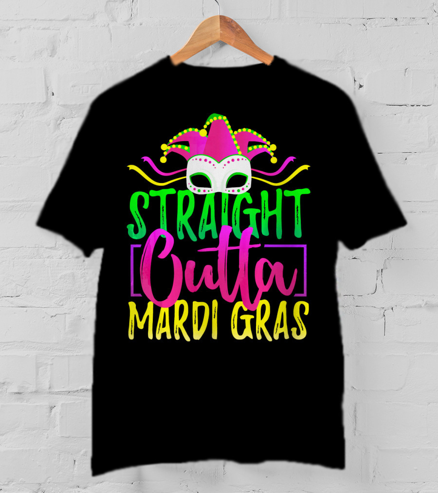 Straight Outta Mardi Gras New Orleans Jester Mask T-Shirt