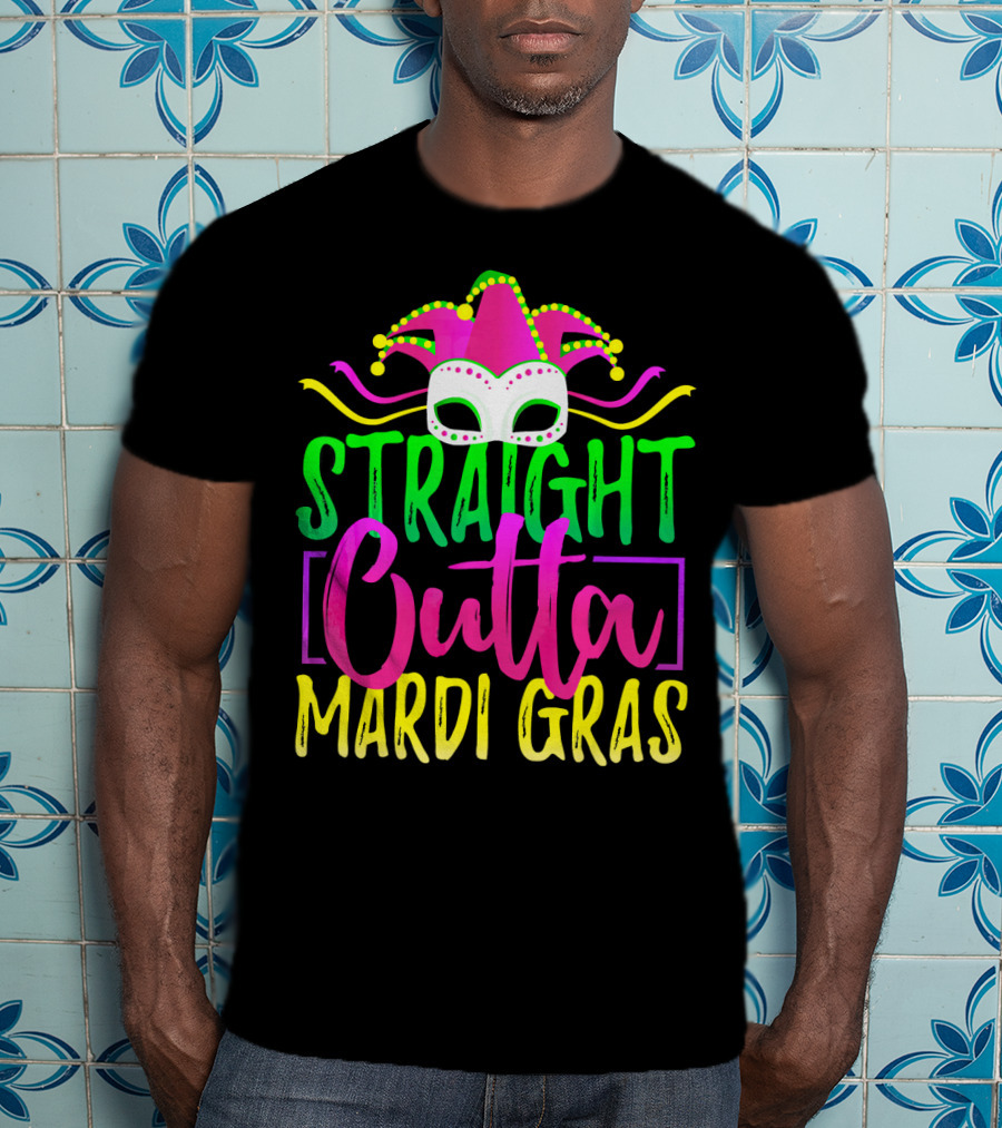 Straight Outta Mardi Gras New Orleans Jester Mask T-Shirt