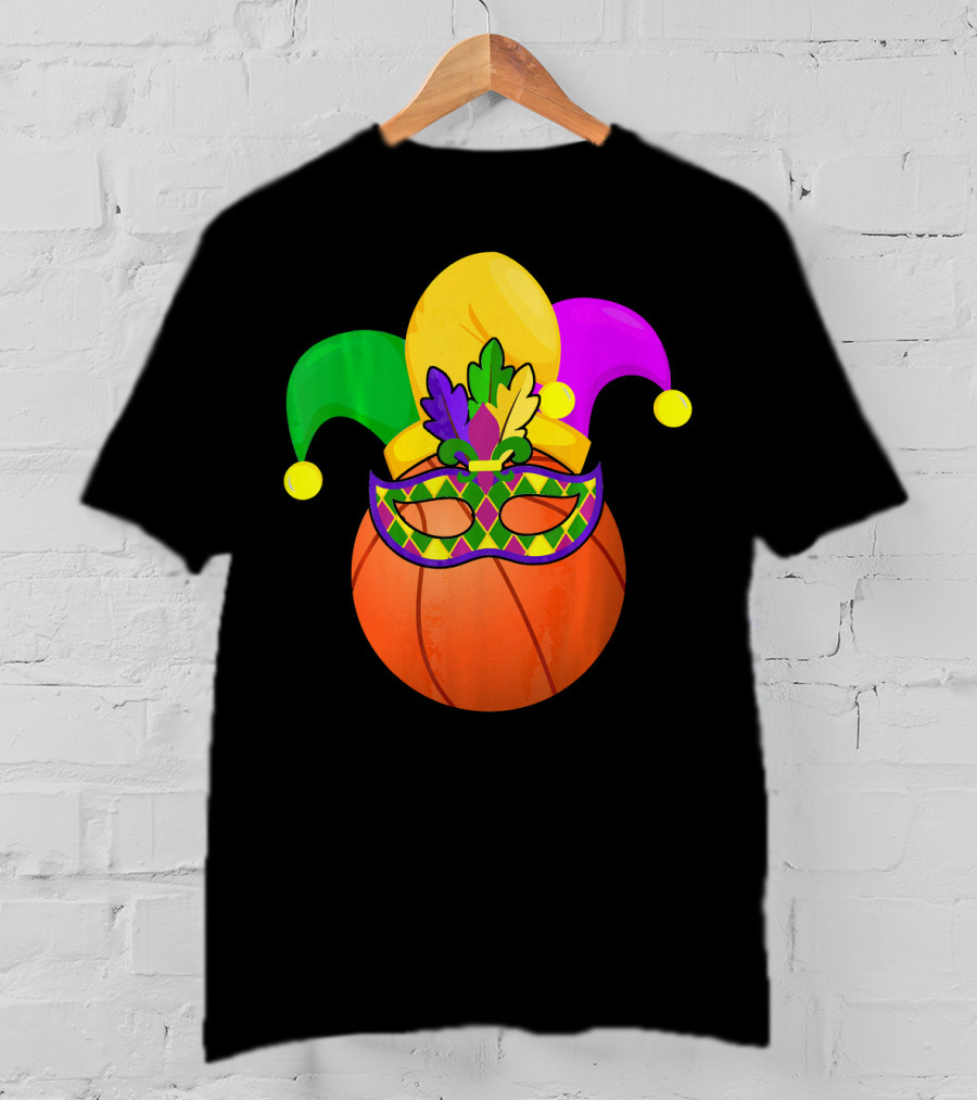 Basketball Carnival Mardi Gras Mask Jester Hat T-Shirt