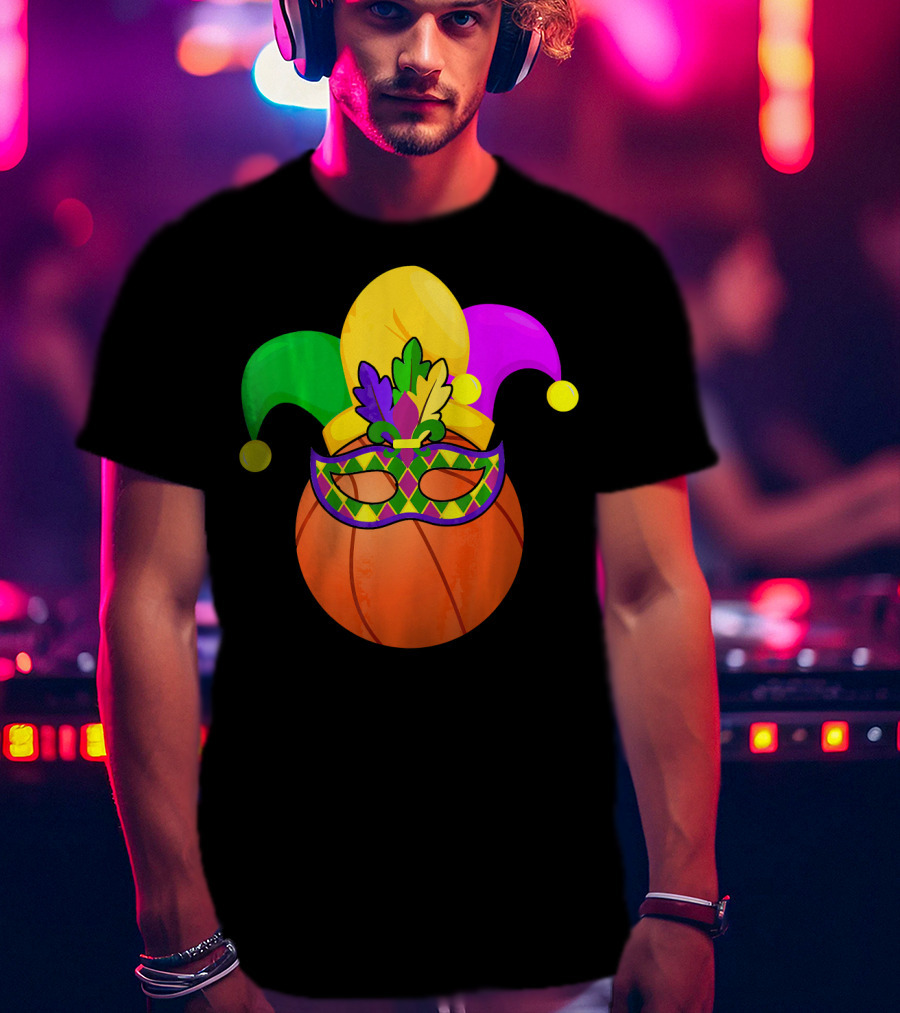 Basketball Carnival Mardi Gras Mask Jester Hat T-Shirt