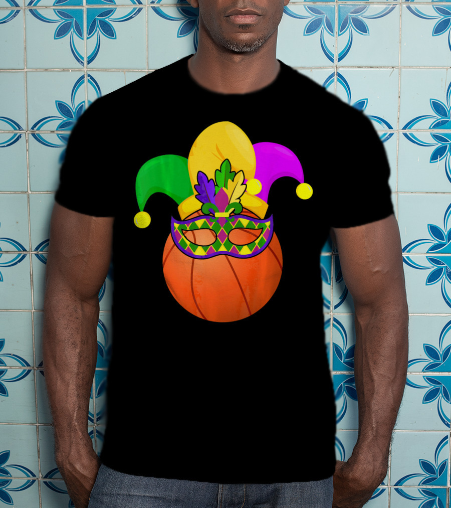Basketball Carnival Mardi Gras Mask Jester Hat T-Shirt