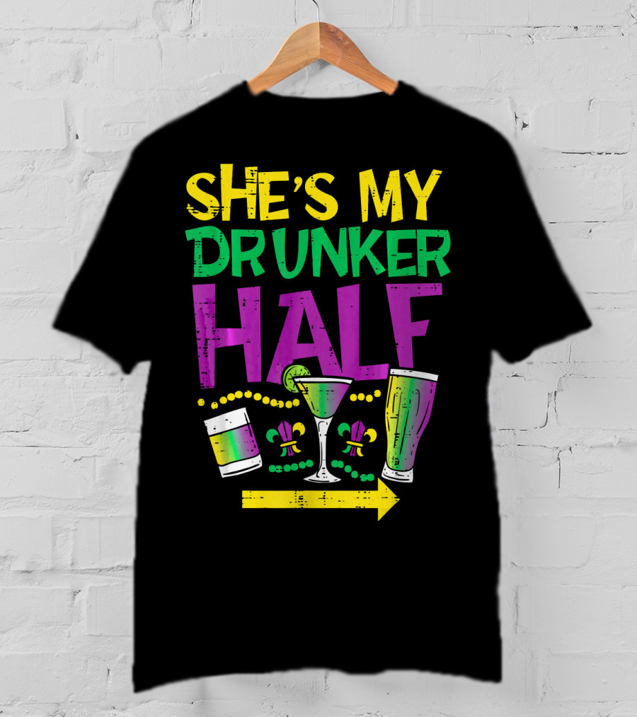 She's My Drunker Half Couple Matching Drink Icons T-Shirt