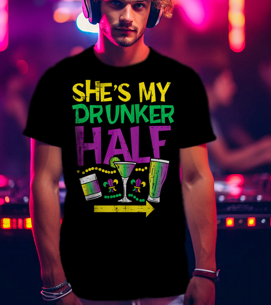 She's My Drunker Half Couple Matching Drink Icons T-Shirt