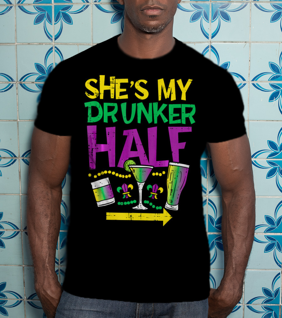 She's My Drunker Half Couple Matching Drink Icons T-Shirt