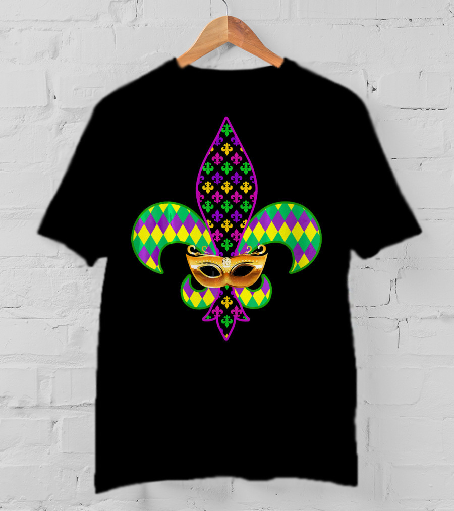 Fleur De Lis Mardi Gras Mask New Orleans T-Shirt
