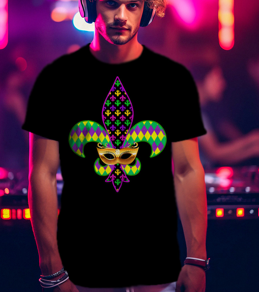 Fleur De Lis Mardi Gras Mask New Orleans T-Shirt