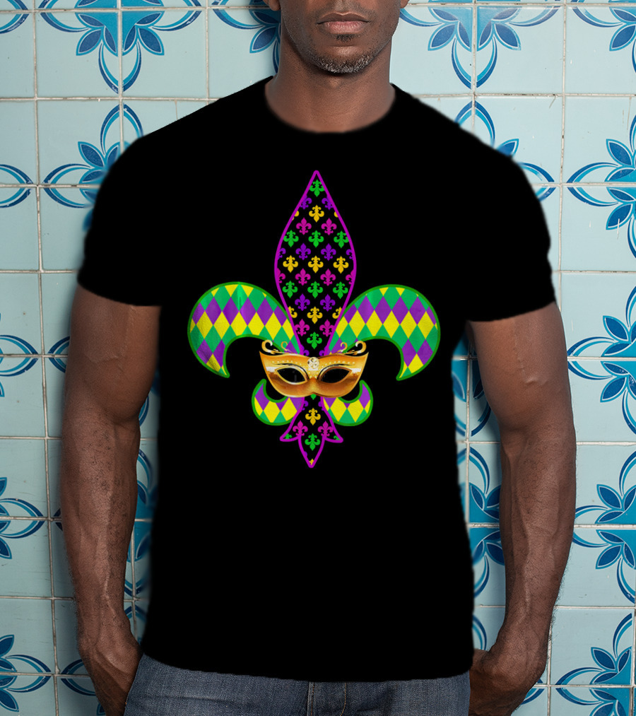 Fleur De Lis Mardi Gras Mask New Orleans T-Shirt