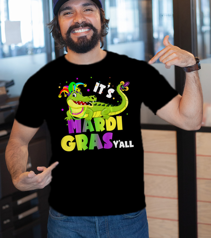 It's Mardi Gras Y'all Funny Alligator Crocodile T-Shirt