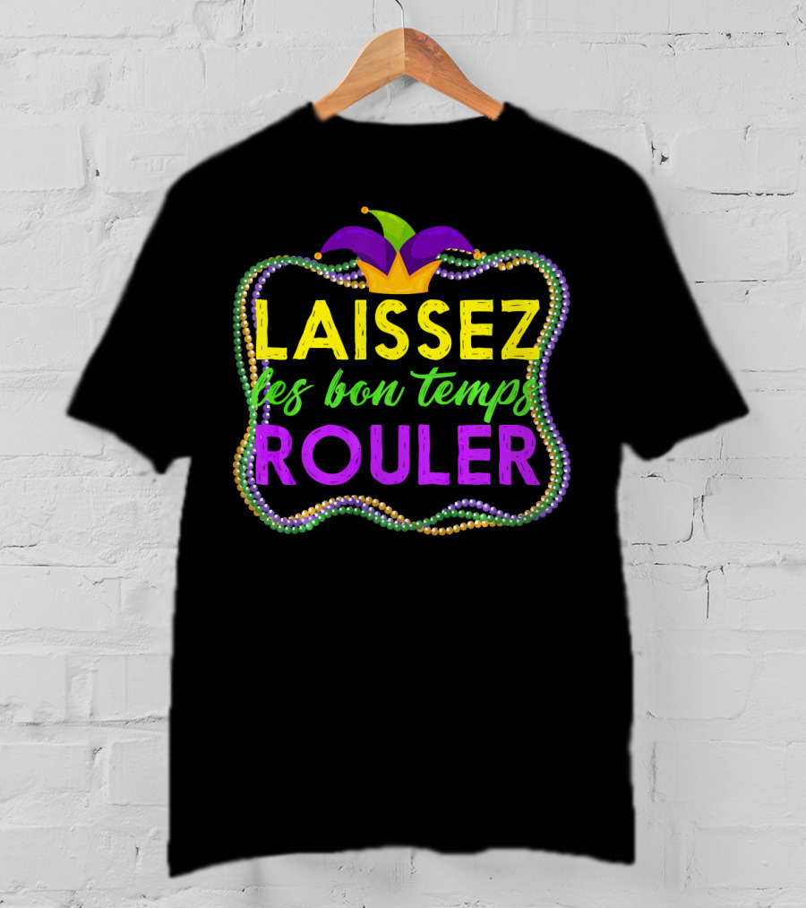 Mardi Gras Laissez Les Bon Temps Rouler Jester Hat Beads T-Shirt