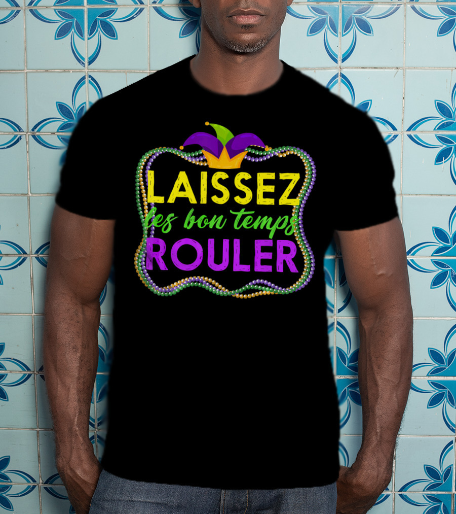 Mardi Gras Laissez Les Bon Temps Rouler Jester Hat Beads T-Shirt