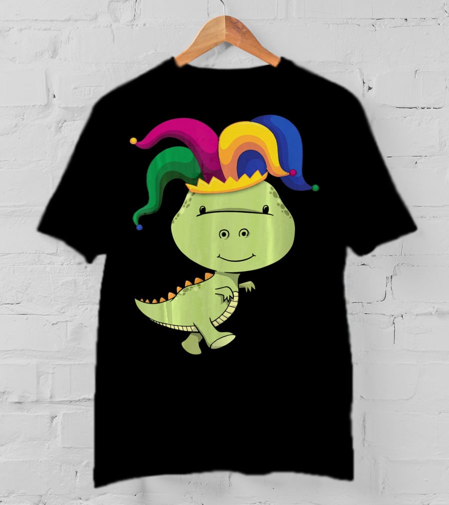 T Rex Dinosaur Jester Hat Mardi Gras T-Shirt