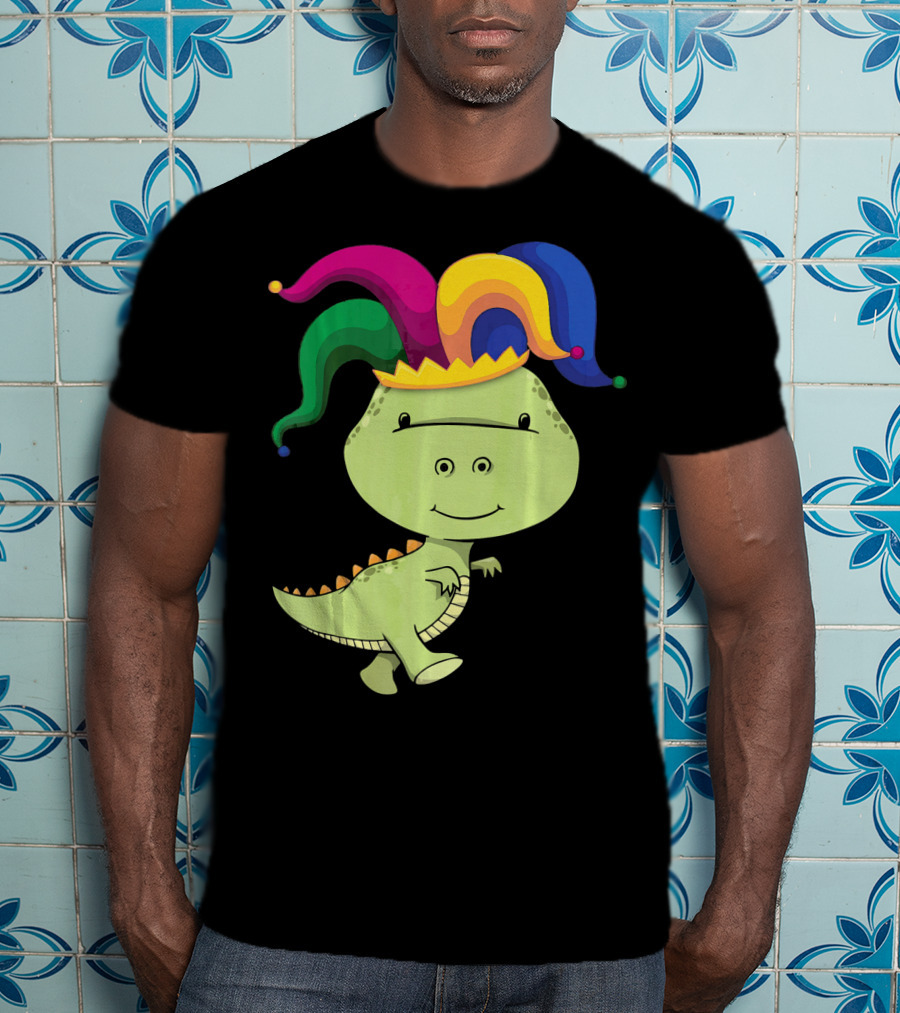 T Rex Dinosaur Jester Hat Mardi Gras T-Shirt