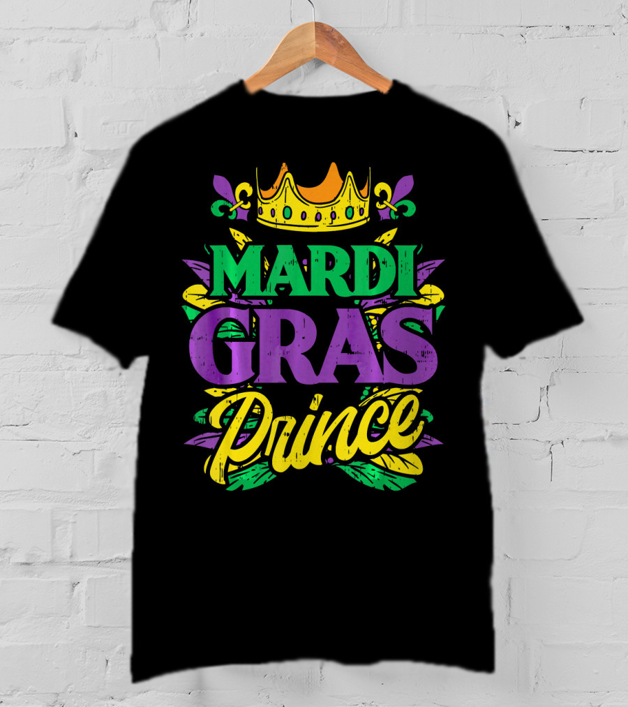 Mardi Gras Prince Crown Fleur-de-Lis Funny Carni T-Shirt