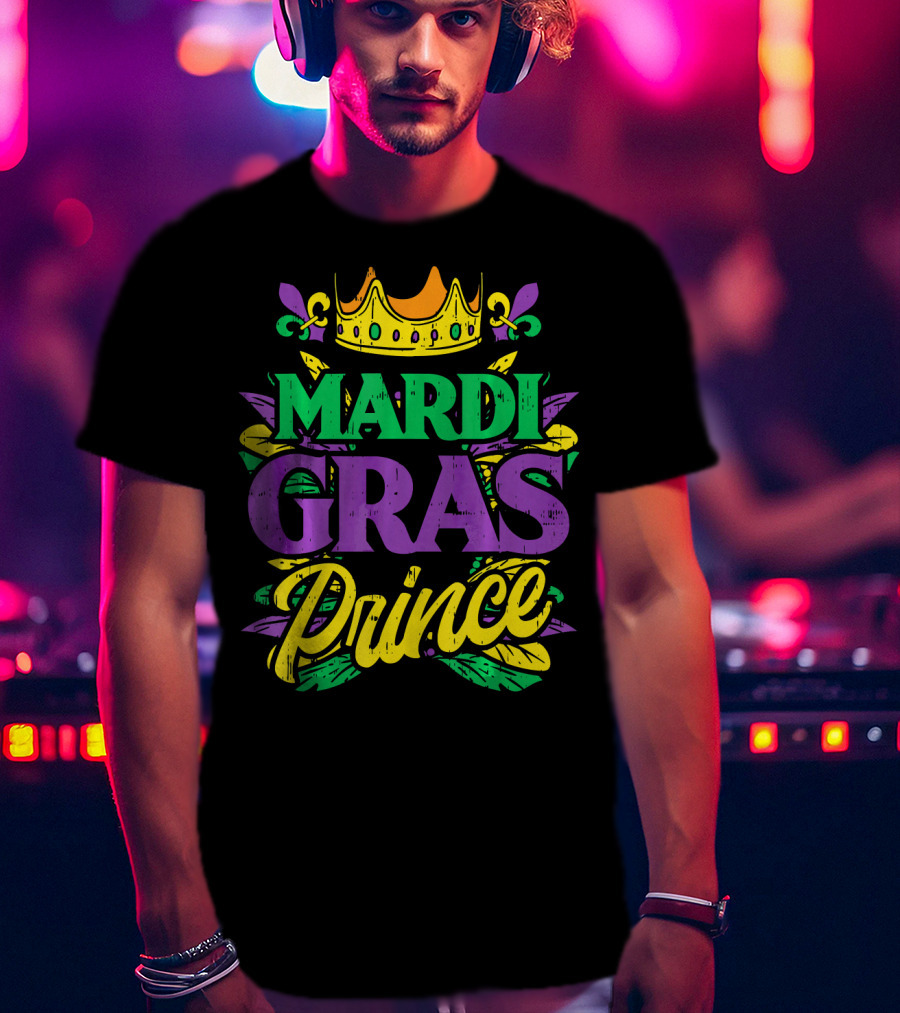 Mardi Gras Prince Crown Fleur-de-Lis Funny Carni T-Shirt