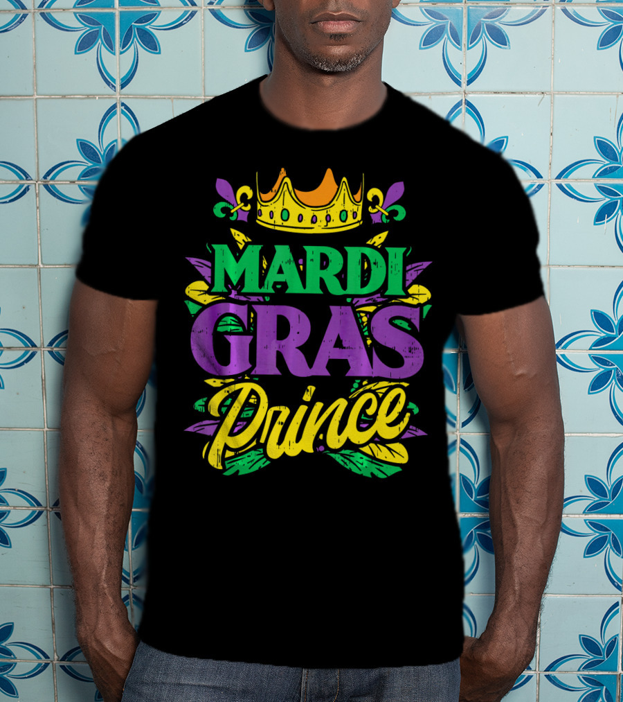 Mardi Gras Prince Crown Fleur-de-Lis Funny Carni T-Shirt