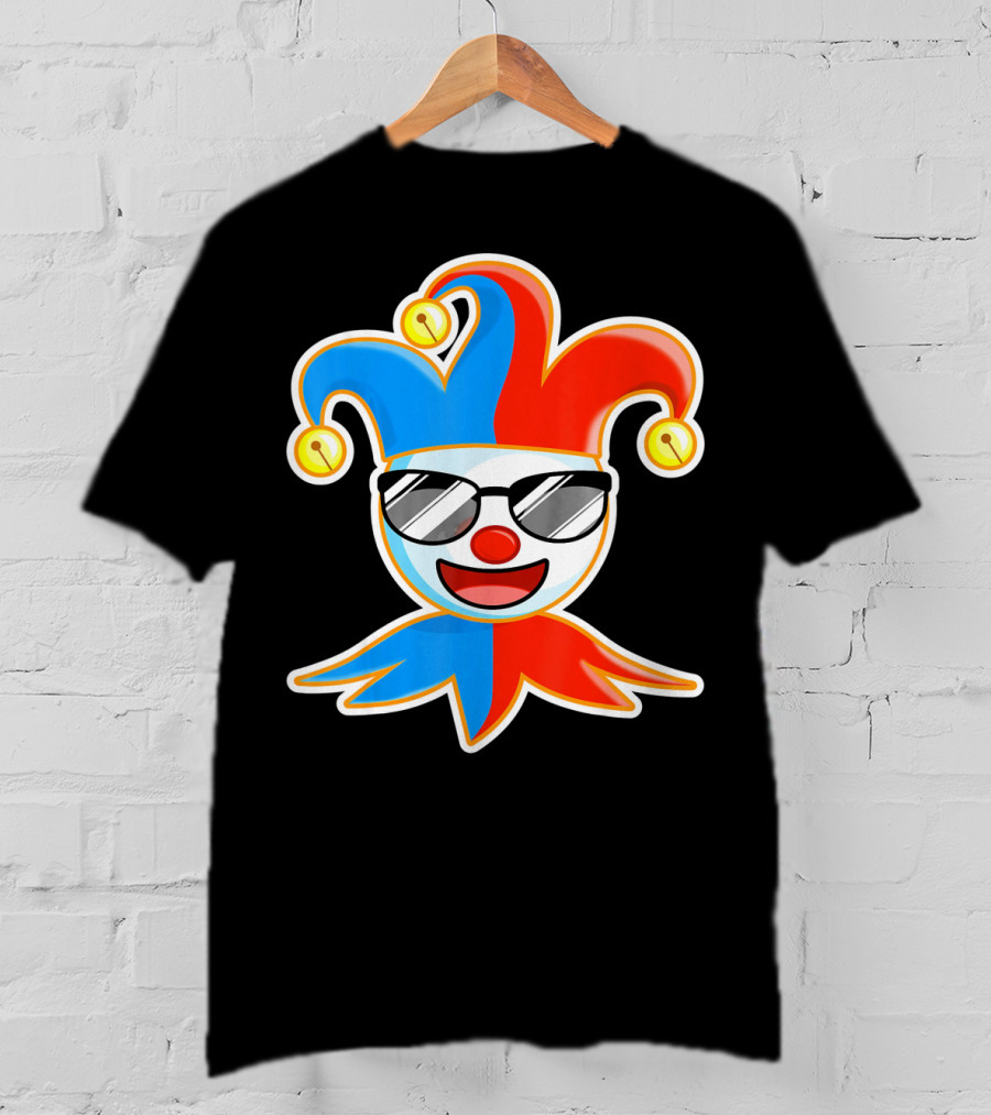 Joker Sunglasses Laughing Clown Jester Hat T-Shirt