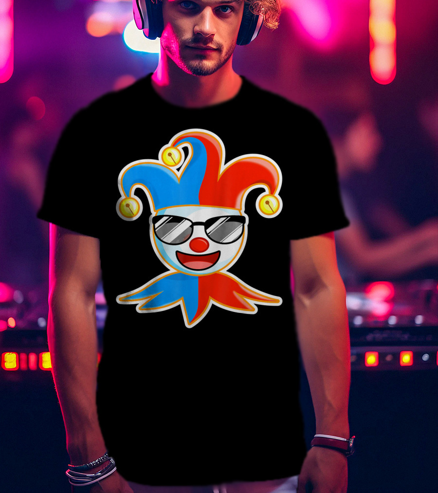 Joker Sunglasses Laughing Clown Jester Hat T-Shirt