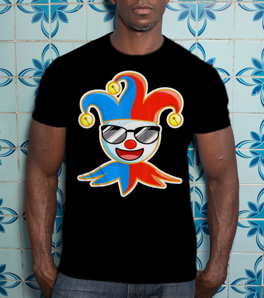 Joker Sunglasses Laughing Clown Jester Hat T-Shirt