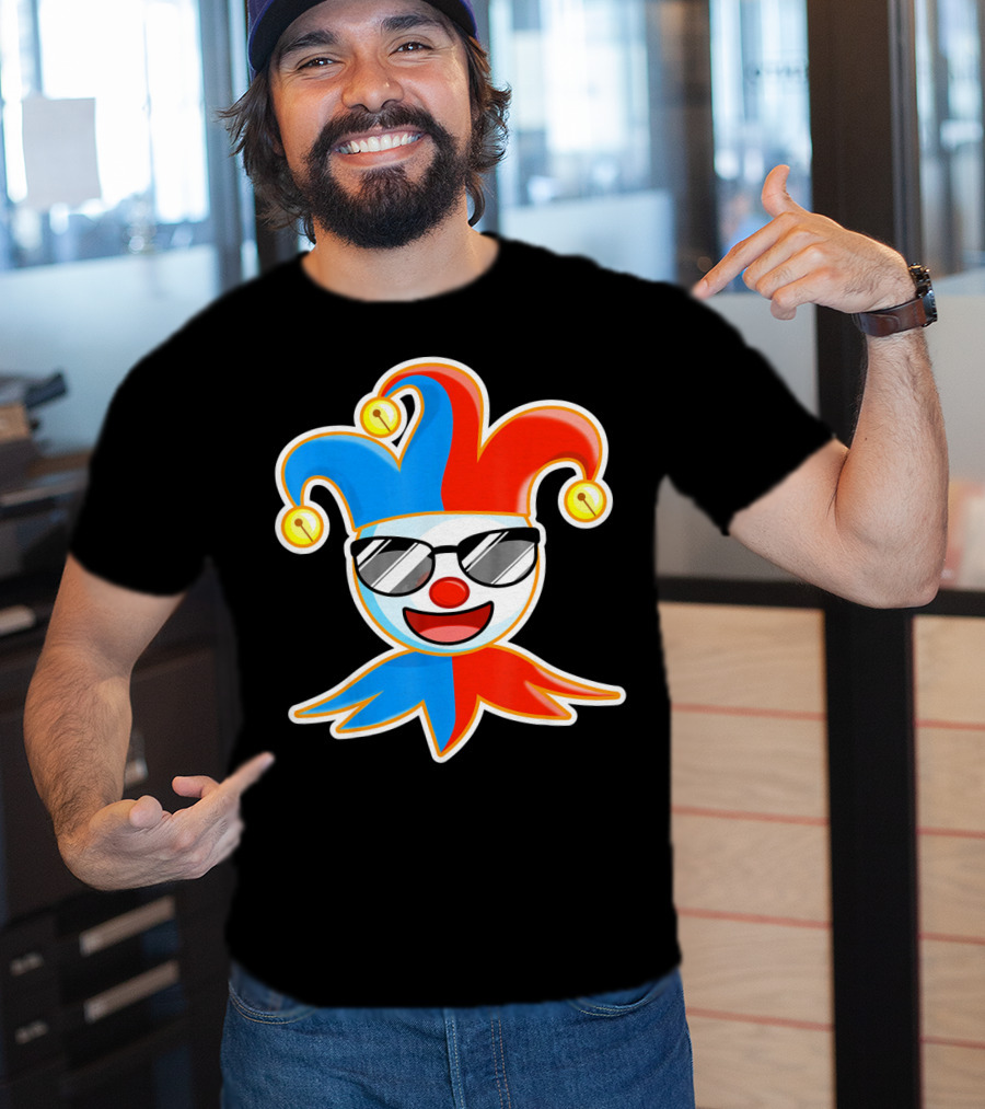 Joker Sunglasses Laughing Clown Jester Hat T-Shirt