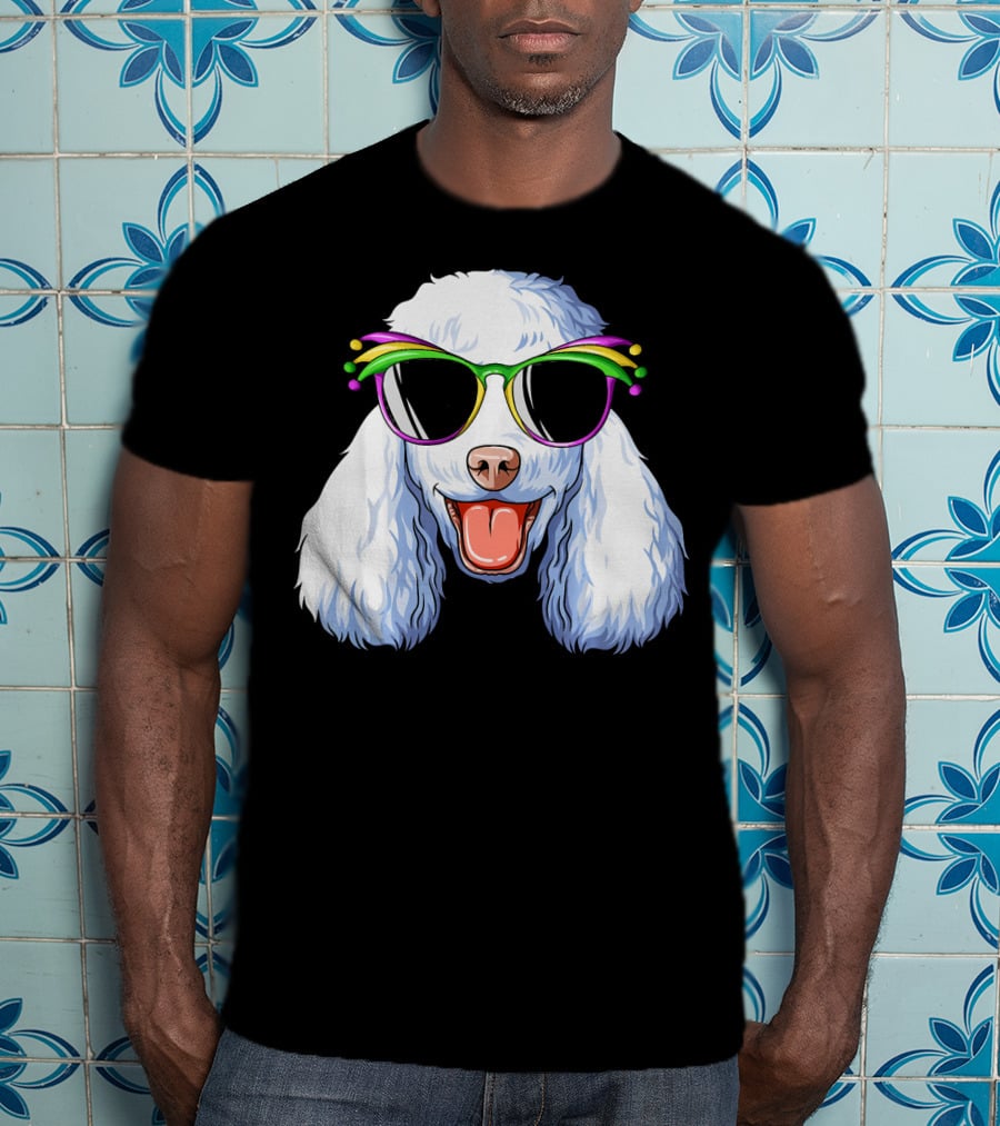 Poodle Mardi Gras Carnival Mask Sunglasses Happy Poodle T-Shirt