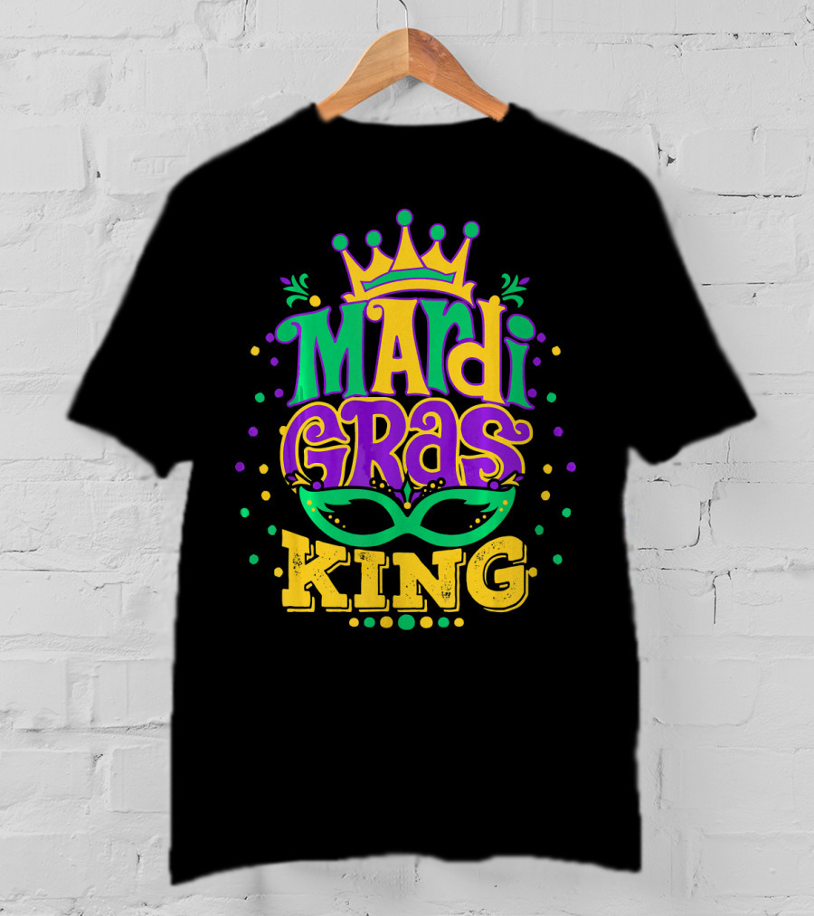 Mardi Gras King Crown Mask Confetti T-Shirt