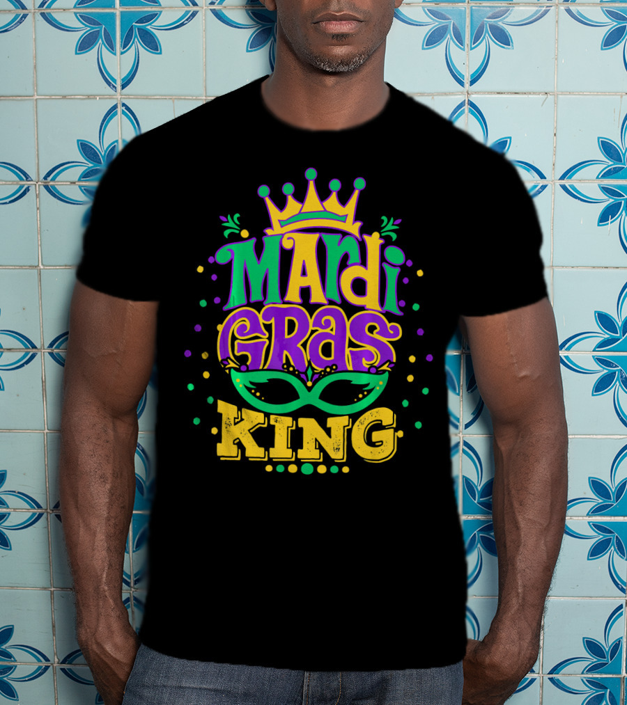 Mardi Gras King Crown Mask Confetti T-Shirt