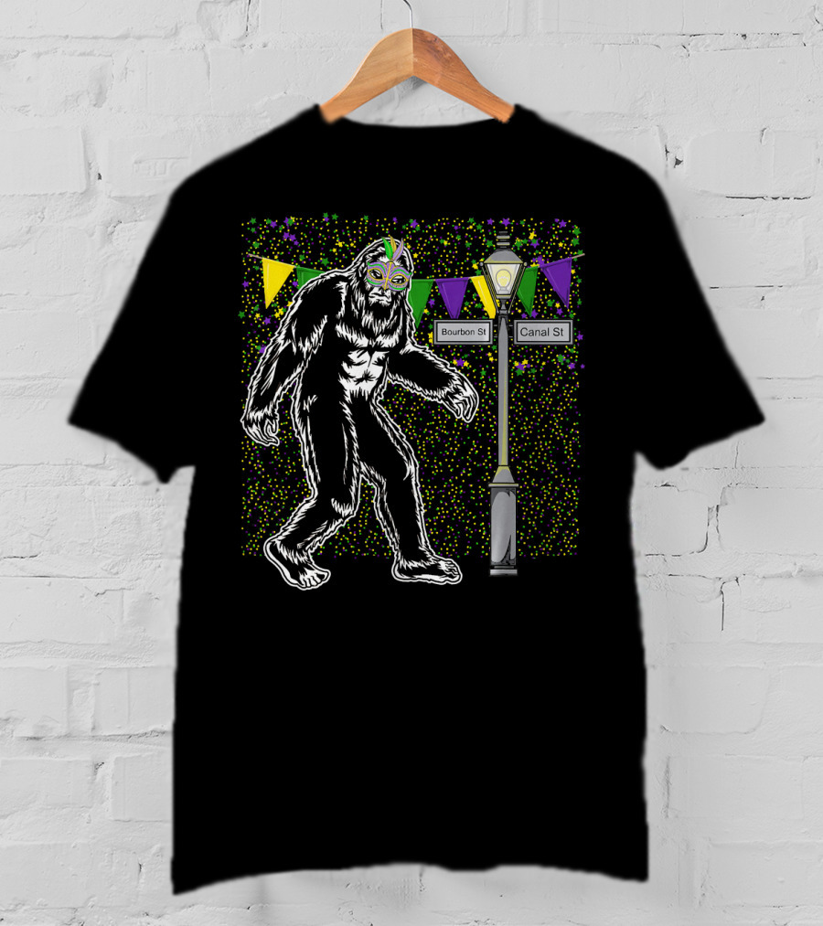 Bigfoot Mardi Gras Bourbon Street Canal Street Costume T-Shirt