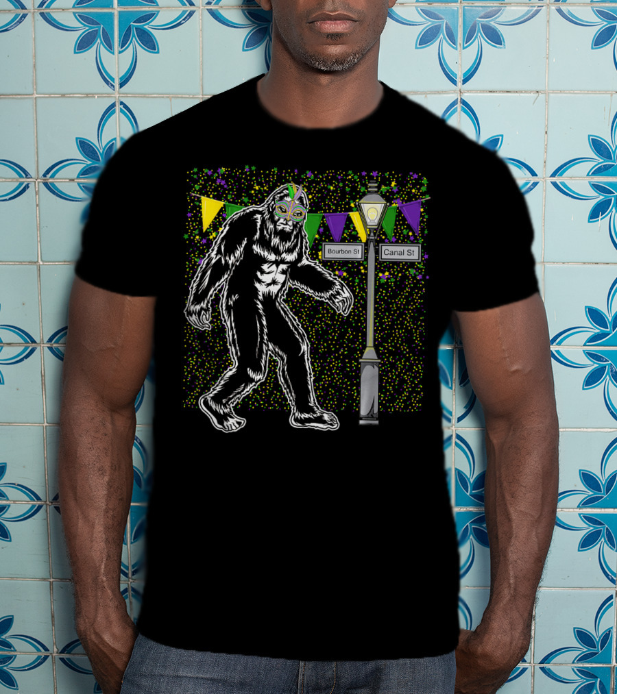 Bigfoot Mardi Gras Bourbon Street Canal Street Costume T-Shirt