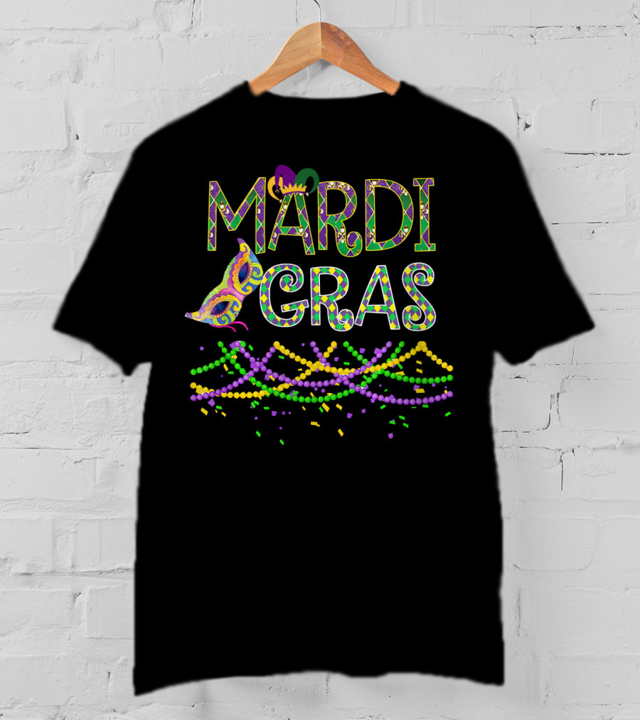 Mardi Gras Party Beads And Mask T-Shirt
