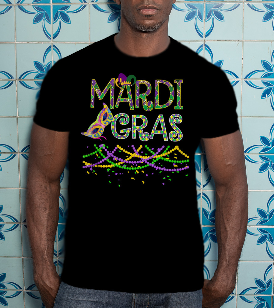 Mardi Gras Party Beads And Mask T-Shirt